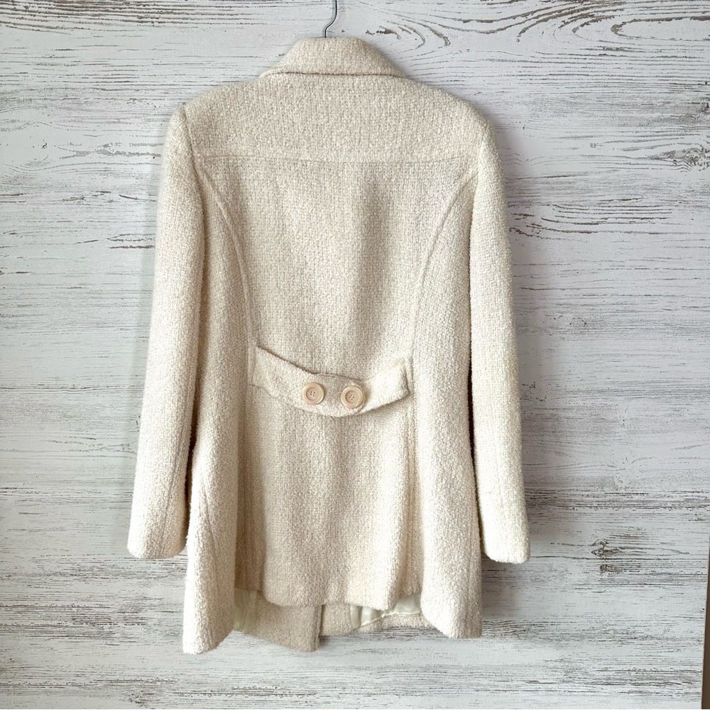 MARVIN RICHARDS Wool Tweed Cream Large Button Twee Pea Coat M - Picture 6 of 12